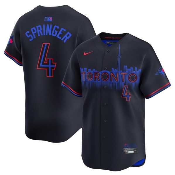 Mens Toronto Blue Jays #4 George Springer Black 2024 City Connect Limited Stitched Baseball Jersey Dzhi